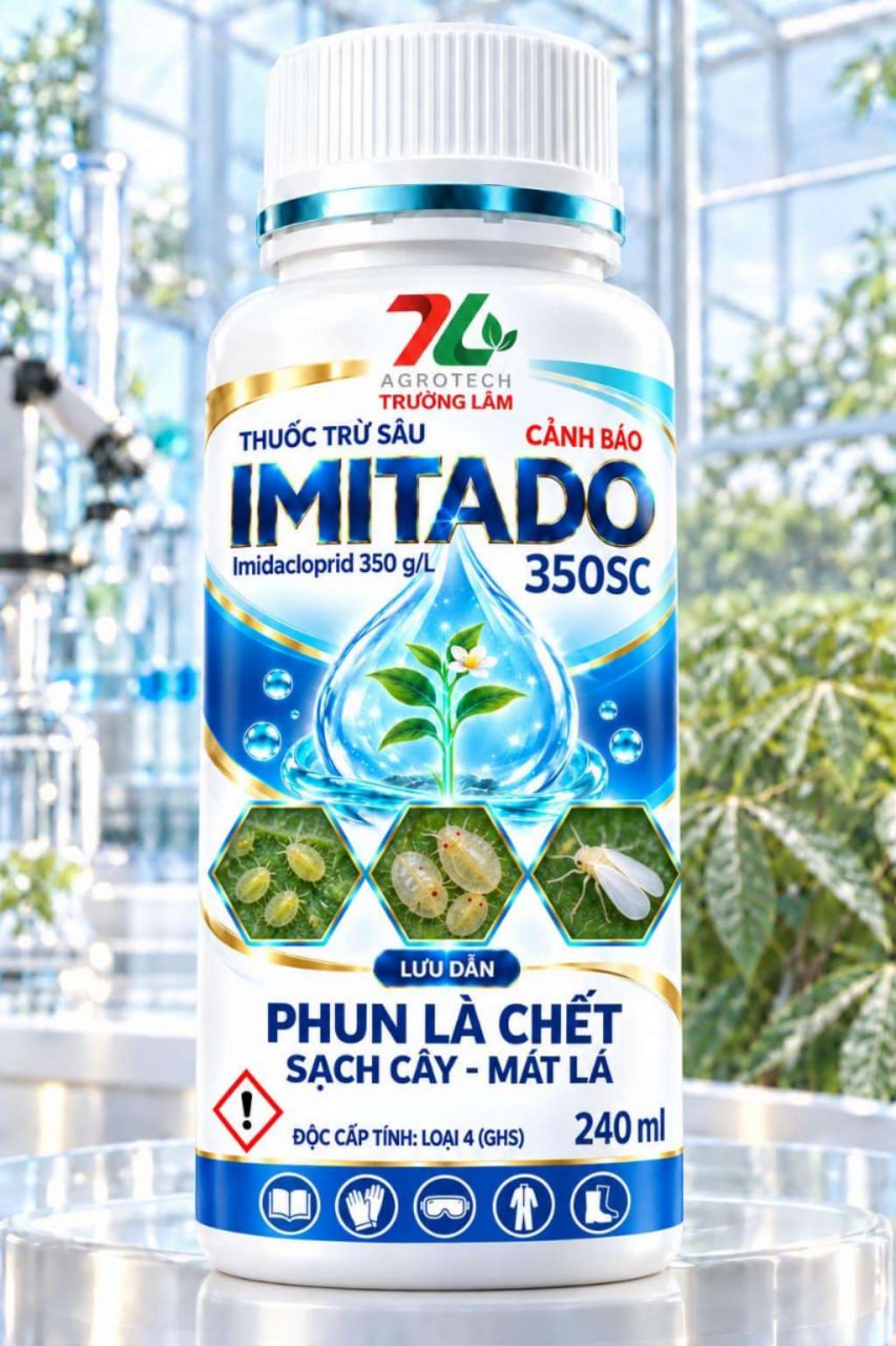 Toàn cảnh chai thuốc trừ sâu Mitado 350SC