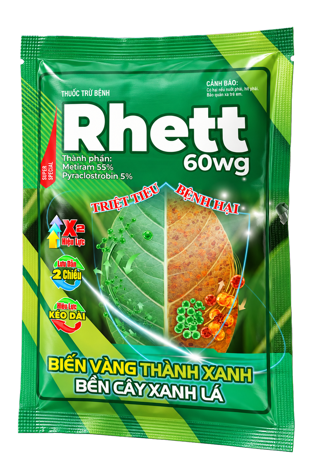 Toàn cảnh bao bì thuốc trừ bệnh Rhett 60WG