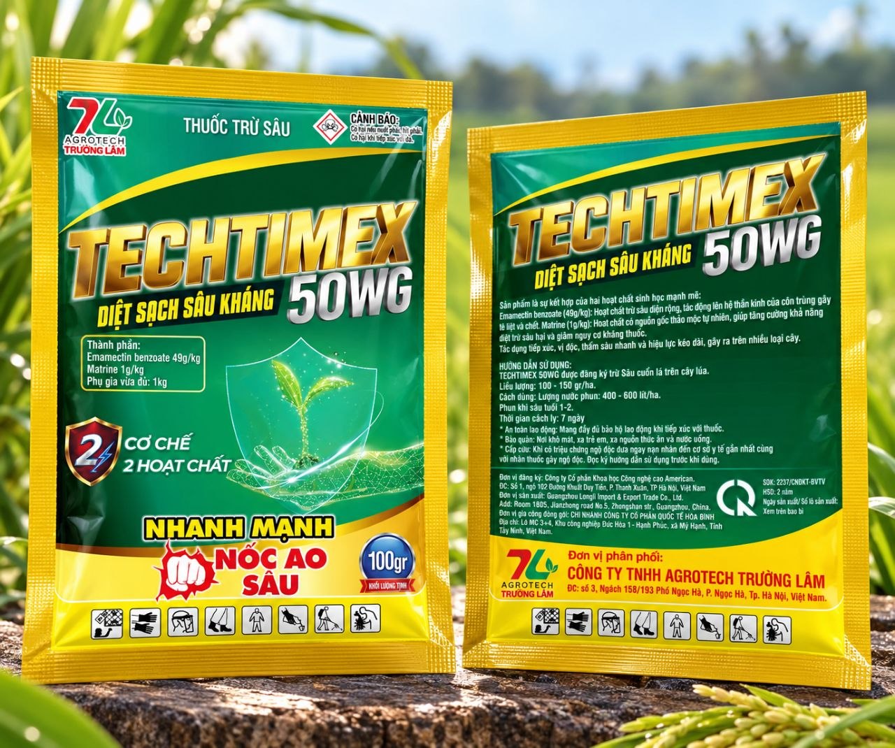 Mặt trước và mặt sau sản phẩm Techtimex 50WG
